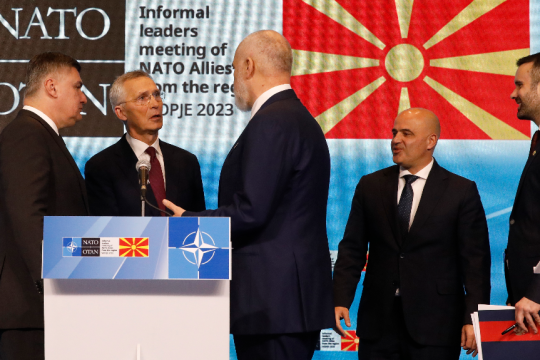 Οι πρωθυπουργοί Κροατίας, Αλβανίας, Βόρειας Μακεδονίας, Μαυροβουνίου με τον Γ.Γ. του ΝΑΤΟ Γενς Στόλτενμπεργκ σε συνάντηση πριν μερικές ημέρες στα Σκόπια